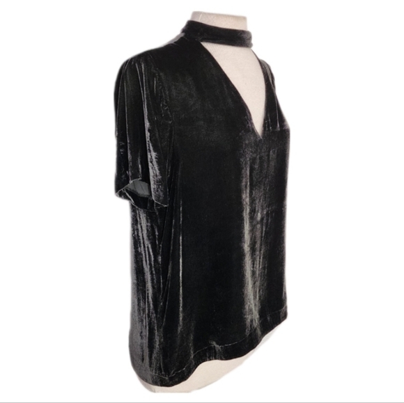 Madewell Velvet Choker Top Olive Green Size M - Picture 4 of 12